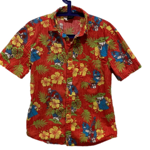 Star Wars™ Baby Yoda Hawaiian Shirt Button Up Mandalorian SS Red Men's Size S